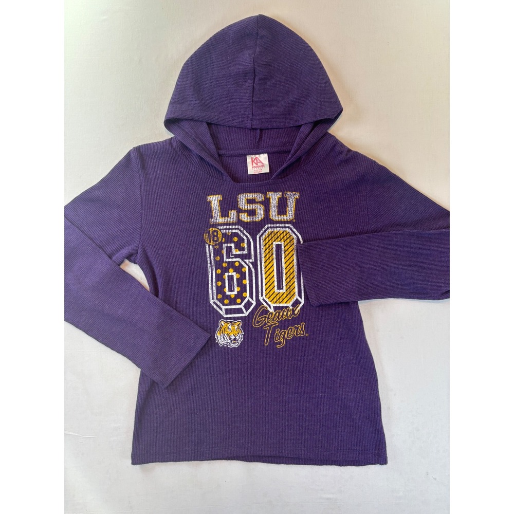 Knights Apparel LSU Tigers Purple Thermal Waffle Knit Hoodie Girls XL 14/16